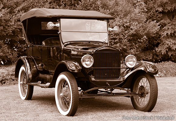 A photo of an old Ford Model T automobile