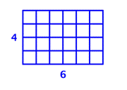 The picture shows an area model grid that has 6 columns and 4 rows where squares are divided into 24 equal parts.