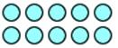 The image shows 10 blue circles, representing cars, arranged in two rows of five.