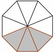 The image shows an octagon that is divided into 8 equal parts. Three of the 8 parts are shaded.