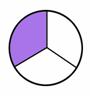 The image shows a third circle that is divided into 3 equal pieces. 1 of the 3 pieces is shaded purple.