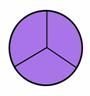 The image shows a circle that is divided into 3 equal pieces and all 3 pieces are shaded purple.