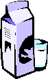 The image shows an illustration of a quart of milk next to a glass of milk.