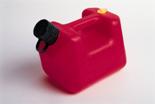 The image shows a photograph of a one-gallon gasoline container.