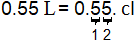 The image shows an equation demonstrating how the decimal point is moved to the right 2 places, to go from liters to centileters: 0.55 liters equals 55 centiliters. The decimal point moves 2 places to the right: the first 5 is 1 place. The second 5 is 2 places.