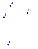 The points are scattered, and no three points lie in a straight line.