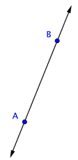 The image shows a line that goes through points A and B and extends beyond the points with an arrow at each end.
