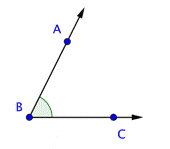 An image shows two rays that make up the angle A B C. Point B marks the vertex.
