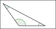 The image shows a triangle with one obtuse angle and two acute angles.
