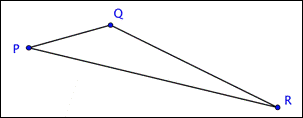 The image shows a triangle with no equal sides and one angle (angle Q) that is between 90 degrees and 180 degrees. The vertices are labeled P, Q, and R.