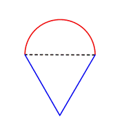 The image shows an ice-cream-cone-shaped figure that is a composite of an equilateral triangle and a semi-circle on the top.