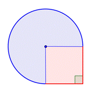 An image shows a composite figure made up of three-quarters of a circle and a square.