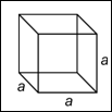The figure shows a transparent cube. The length of each side is labeled A.