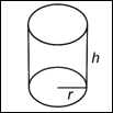 The figure shows a transparent cylinder with the radius labeled R and the height labeled H.