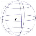 The figure shows a transparent sphere with the radius labeled r.